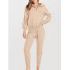 imageANRABESS Womens Two Piece Outfits Sweater Sets Long Sleeve Zip Up Knit Pullover Jogger Pants Tracksuit 2024 Fall Lounge SetsPink Apricot