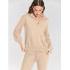 imageANRABESS Womens Two Piece Outfits Sweater Sets Long Sleeve Zip Up Knit Pullover Jogger Pants Tracksuit 2024 Fall Lounge SetsPink Apricot