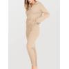 imageANRABESS Womens Two Piece Outfits Sweater Sets Long Sleeve Zip Up Knit Pullover Jogger Pants Tracksuit 2024 Fall Lounge SetsPink Apricot