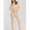 imageANRABESS Womens Two Piece Outfits Sweater Sets Long Sleeve Zip Up Knit Pullover Jogger Pants Tracksuit 2024 Fall Lounge SetsPink Apricot