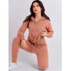 imageANRABESS Womens Two Piece Outfits Sweater Sets Long Sleeve Zip Up Knit Pullover Jogger Pants Tracksuit 2024 Fall Lounge SetsRust