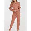 imageANRABESS Womens Two Piece Outfits Sweater Sets Long Sleeve Zip Up Knit Pullover Jogger Pants Tracksuit 2024 Fall Lounge SetsRust