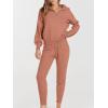 imageANRABESS Womens Two Piece Outfits Sweater Sets Long Sleeve Zip Up Knit Pullover Jogger Pants Tracksuit 2024 Fall Lounge SetsRust