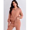 imageANRABESS Womens Two Piece Outfits Sweater Sets Long Sleeve Zip Up Knit Pullover Jogger Pants Tracksuit 2024 Fall Lounge SetsRust