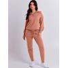imageANRABESS Womens Two Piece Outfits Sweater Sets Long Sleeve Zip Up Knit Pullover Jogger Pants Tracksuit 2024 Fall Lounge SetsRust