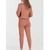 imageANRABESS Womens Two Piece Outfits Sweater Sets Long Sleeve Zip Up Knit Pullover Jogger Pants Tracksuit 2024 Fall Lounge SetsRust