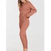 imageANRABESS Womens Two Piece Outfits Sweater Sets Long Sleeve Zip Up Knit Pullover Jogger Pants Tracksuit 2024 Fall Lounge SetsRust