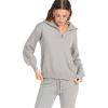 imageANRABESS Womens Two Piece Outfits Sweater Sets Long Sleeve Zip Up Knit Pullover Jogger Pants Tracksuit 2024 Fall Lounge SetsSilver Grey
