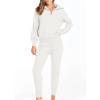 imageANRABESS Womens Two Piece Outfits Sweater Sets Long Sleeve Zip Up Knit Pullover Jogger Pants Tracksuit 2024 Fall Lounge SetsWhite