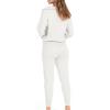 imageANRABESS Womens Two Piece Outfits Sweater Sets Long Sleeve Zip Up Knit Pullover Jogger Pants Tracksuit 2024 Fall Lounge SetsWhite