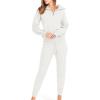 imageANRABESS Womens Two Piece Outfits Sweater Sets Long Sleeve Zip Up Knit Pullover Jogger Pants Tracksuit 2024 Fall Lounge SetsWhite