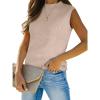 imageANRABESS Womens Summer Sleeveless Tops Casual Mock Neck Loose Fit Knit Lightweight Sweater Pullover TopRed Apricot