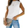 imageANRABESS Womens Summer Sleeveless Tops Casual Mock Neck Loose Fit Knit Lightweight Sweater Pullover TopWhite