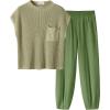 imageANRABESS Womens Two Piece Outfits Knit Sweater Vest Crop Top Pants Lounge Matching Tracksuit Sweatsuit Travel Clothes SetsGrass