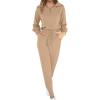 imageANRABESS Womens Two Piece Outfits Sweater Sets Long Sleeve Zip Up Knit Pullover Jogger Pants Tracksuit 2024 Fall Lounge SetsKhaki