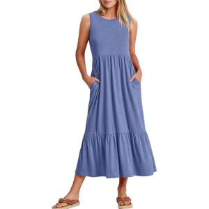 imageANRABESS Women Summer Casual Sleeveless Crewneck Sundress Aline Flowy Tiered Maxi Long Beach Dress Vacation OutfitsGrey Blue