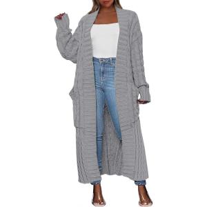 imageANRABESS Womens Long Cardigan Sweater 2025 Oversized Coat Long Sleeve Open Front Knit Maxi Outwear Fall Trendy Jacket ClothesGrey