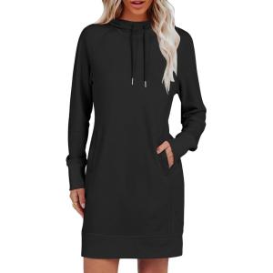 imageANRABESS Womens Sweatshirt Dress Long Sleeve Hoodies Mini Dresses Fleece Casual Hoodie with Pockets 2024 Fall FashionBlack