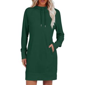 imageANRABESS Womens Sweatshirt Dress Long Sleeve Hoodies Mini Dresses Fleece Casual Hoodie with Pockets 2024 Fall FashionGreen