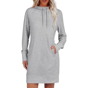 imageANRABESS Womens Sweatshirt Dress Long Sleeve Hoodies Mini Dresses Fleece Casual Hoodie with Pockets 2024 Fall FashionGrey