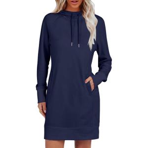 imageANRABESS Womens Sweatshirt Dress Long Sleeve Hoodies Mini Dresses Fleece Casual Hoodie with Pockets 2024 Fall FashionNavy Blue