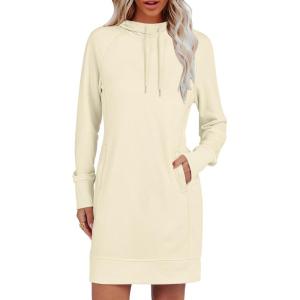 imageANRABESS Womens Sweatshirt Dress Long Sleeve Hoodies Mini Dresses Fleece Casual Hoodie with Pockets 2024 Fall FashionYellow