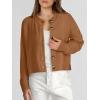 imageANRABESS Women Knit Cardigans Sweater Open Front Button Down Long Sleeve Cropped Lady Jacket Outwear 2025 Spring OutfitsBrown