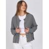 imageANRABESS Women Knit Cardigans Sweater Open Front Button Down Long Sleeve Cropped Lady Jacket Outwear 2025 Spring OutfitsDeep Grey