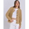 imageANRABESS Women Knit Cardigans Sweater Open Front Button Down Long Sleeve Cropped Lady Jacket Outwear 2025 Spring OutfitsKhaki