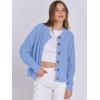 imageANRABESS Women Knit Cardigans Sweater Open Front Button Down Long Sleeve Cropped Lady Jacket Outwear 2025 Spring OutfitsLight Blue