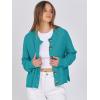 imageANRABESS Women Knit Cardigans Sweater Open Front Button Down Long Sleeve Cropped Lady Jacket Outwear 2025 Spring OutfitsPeacock Blue