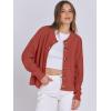 imageANRABESS Women Knit Cardigans Sweater Open Front Button Down Long Sleeve Cropped Lady Jacket Outwear 2025 Spring OutfitsRust