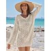 imageANRABESS Women Swimsuit Crochet Swim Cover Up Summer Bathing Suit Swimwear V Neck Mesh Knit Beach Dress Vacation OutfitsBeige