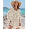 imageANRABESS Women Swimsuit Crochet Swim Cover Up Summer Bathing Suit Swimwear V Neck Mesh Knit Beach Dress Vacation OutfitsBeige