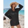 imageANRABESS Women Swimsuit Crochet Swim Cover Up Summer Bathing Suit Swimwear V Neck Mesh Knit Beach Dress Vacation OutfitsBlack