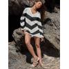 imageANRABESS Women Swimsuit Crochet Swim Cover Up Summer Bathing Suit Swimwear V Neck Mesh Knit Beach Dress Vacation OutfitsChevron Black White Stripes