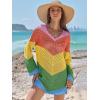 imageANRABESS Women Swimsuit Crochet Swim Cover Up Summer Bathing Suit Swimwear V Neck Mesh Knit Beach Dress Vacation OutfitsChevron Rainbow Stripes 2