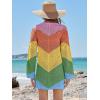 imageANRABESS Women Swimsuit Crochet Swim Cover Up Summer Bathing Suit Swimwear V Neck Mesh Knit Beach Dress Vacation OutfitsChevron Rainbow Stripes 2