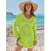 imageANRABESS Women Swimsuit Crochet Swim Cover Up Summer Bathing Suit Swimwear V Neck Mesh Knit Beach Dress Vacation OutfitsGreenyellow