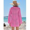 imageANRABESS Women Swimsuit Crochet Swim Cover Up Summer Bathing Suit Swimwear V Neck Mesh Knit Beach Dress Vacation OutfitsHot Pink