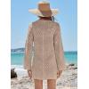 imageANRABESS Women Swimsuit Crochet Swim Cover Up Summer Bathing Suit Swimwear V Neck Mesh Knit Beach Dress Vacation OutfitsKhaki