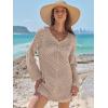 imageANRABESS Women Swimsuit Crochet Swim Cover Up Summer Bathing Suit Swimwear V Neck Mesh Knit Beach Dress Vacation OutfitsKhaki