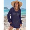 imageANRABESS Women Swimsuit Crochet Swim Cover Up Summer Bathing Suit Swimwear V Neck Mesh Knit Beach Dress Vacation OutfitsNavy Blue