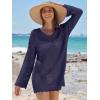 imageANRABESS Women Swimsuit Crochet Swim Cover Up Summer Bathing Suit Swimwear V Neck Mesh Knit Beach Dress Vacation OutfitsNavy Blue