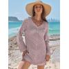 imageANRABESS Women Swimsuit Crochet Swim Cover Up Summer Bathing Suit Swimwear V Neck Mesh Knit Beach Dress Vacation OutfitsPink