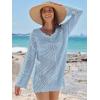 imageANRABESS Women Swimsuit Crochet Swim Cover Up Summer Bathing Suit Swimwear V Neck Mesh Knit Beach Dress Vacation OutfitsSky