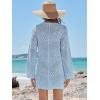 imageANRABESS Women Swimsuit Crochet Swim Cover Up Summer Bathing Suit Swimwear V Neck Mesh Knit Beach Dress Vacation OutfitsSky