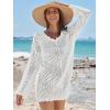 imageANRABESS Women Swimsuit Crochet Swim Cover Up Summer Bathing Suit Swimwear V Neck Mesh Knit Beach Dress Vacation OutfitsWhite