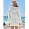imageANRABESS Women Swimsuit Crochet Swim Cover Up Summer Bathing Suit Swimwear V Neck Mesh Knit Beach Dress Vacation OutfitsWhite