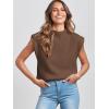 imageANRABESS Womens Mock Neck Sleeveless Sweater Vest Casual Cap Sleeve Knit Pullover Tank Tops 2025 Spring Summer ClothesDeep Brown